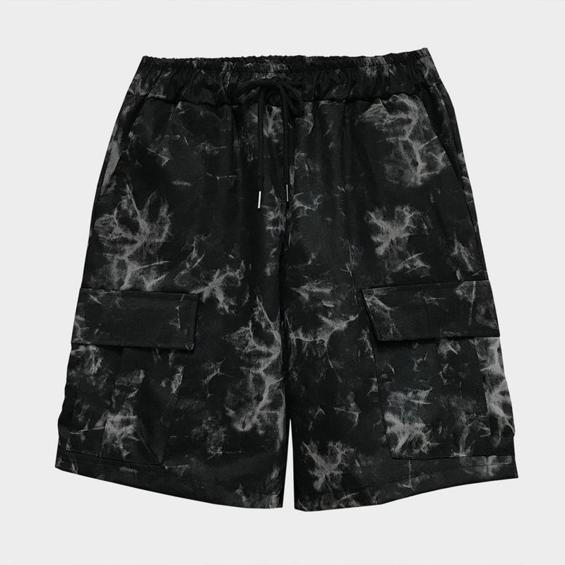 tie-dye cargo shorts_black