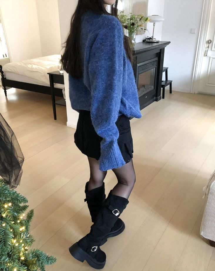 Double Buckle Suede Platform Sole Long Boots