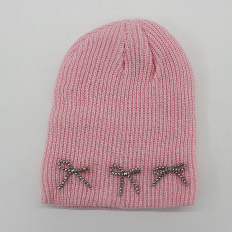 Monet beaded ribbon balletcore ribbed beanie hat