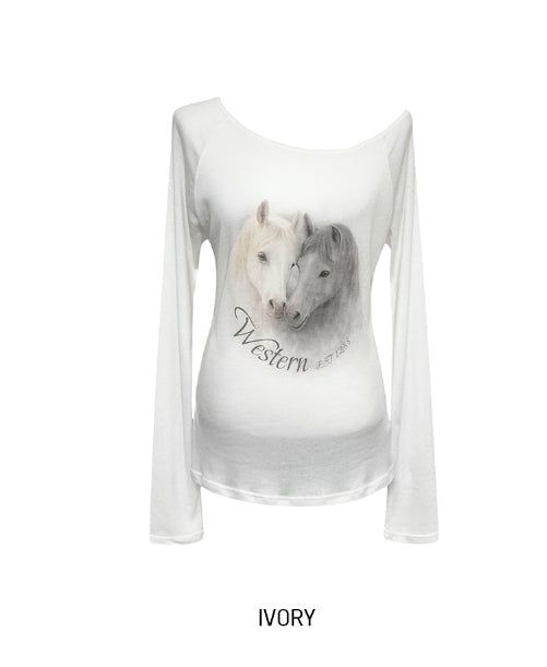 Pony Printing One Shoulder Long Sleeve