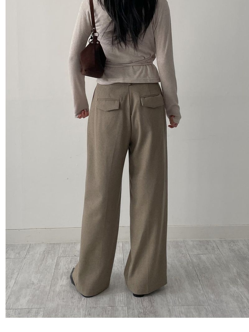 [wool30%/FW] Twill Wool High-Waist Slacks