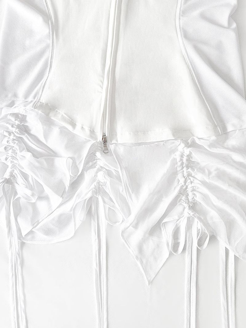  CURVED ZIP-UP SHIRT WITH LAYER . WHITE