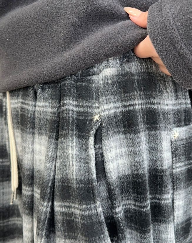 Kale Check Wide Banding Pants
