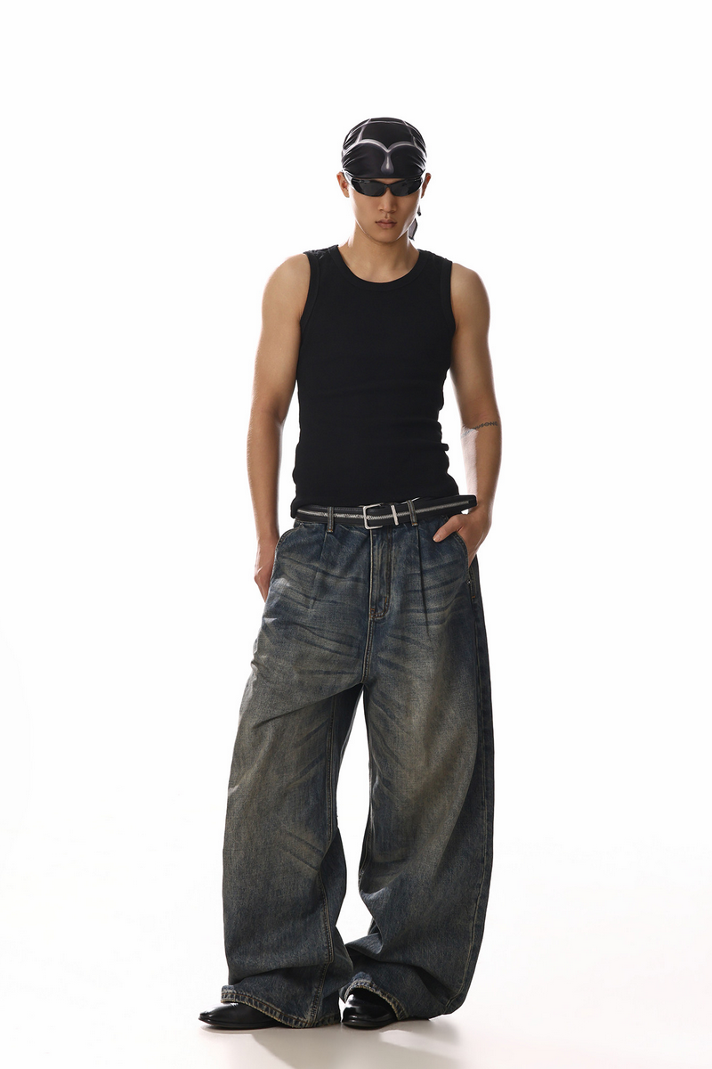 MBEXX(エムビーイーエックスエックス)の「Distressed Whisker Wide Leg Jeans(Pants)」