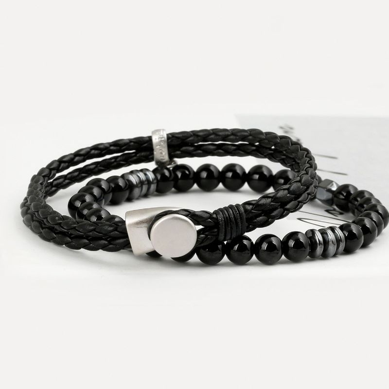 SVB-198 MONSTA X I.M Leather & Onyx Bracelet Set Unisex