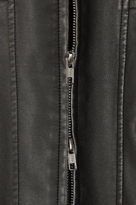 Gross cut washed leather jacket