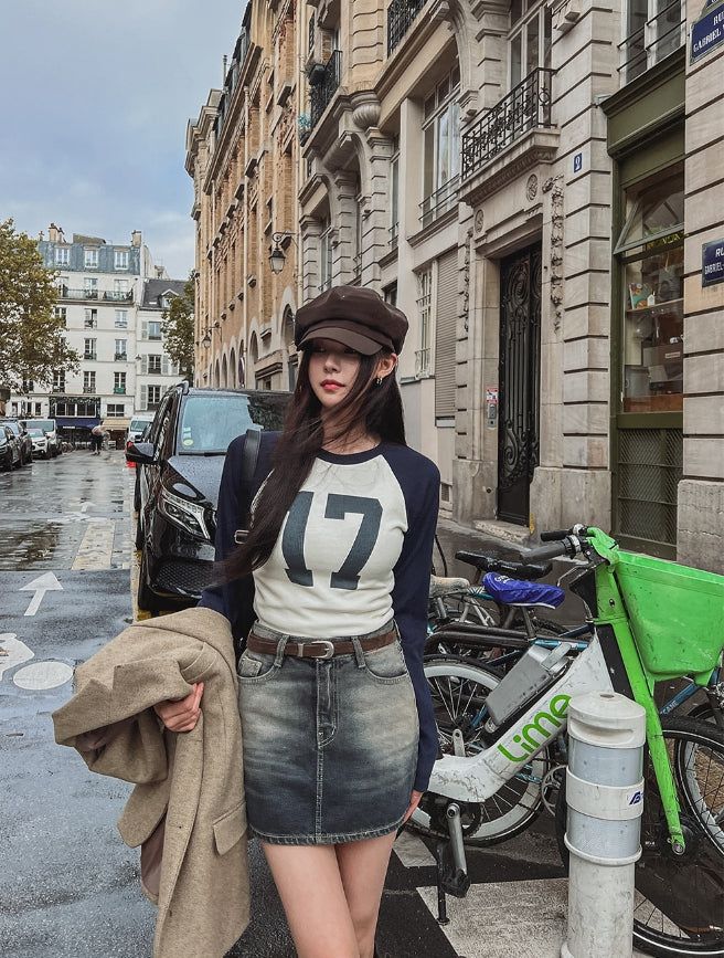 Gra Washing Denim Mini Skirt