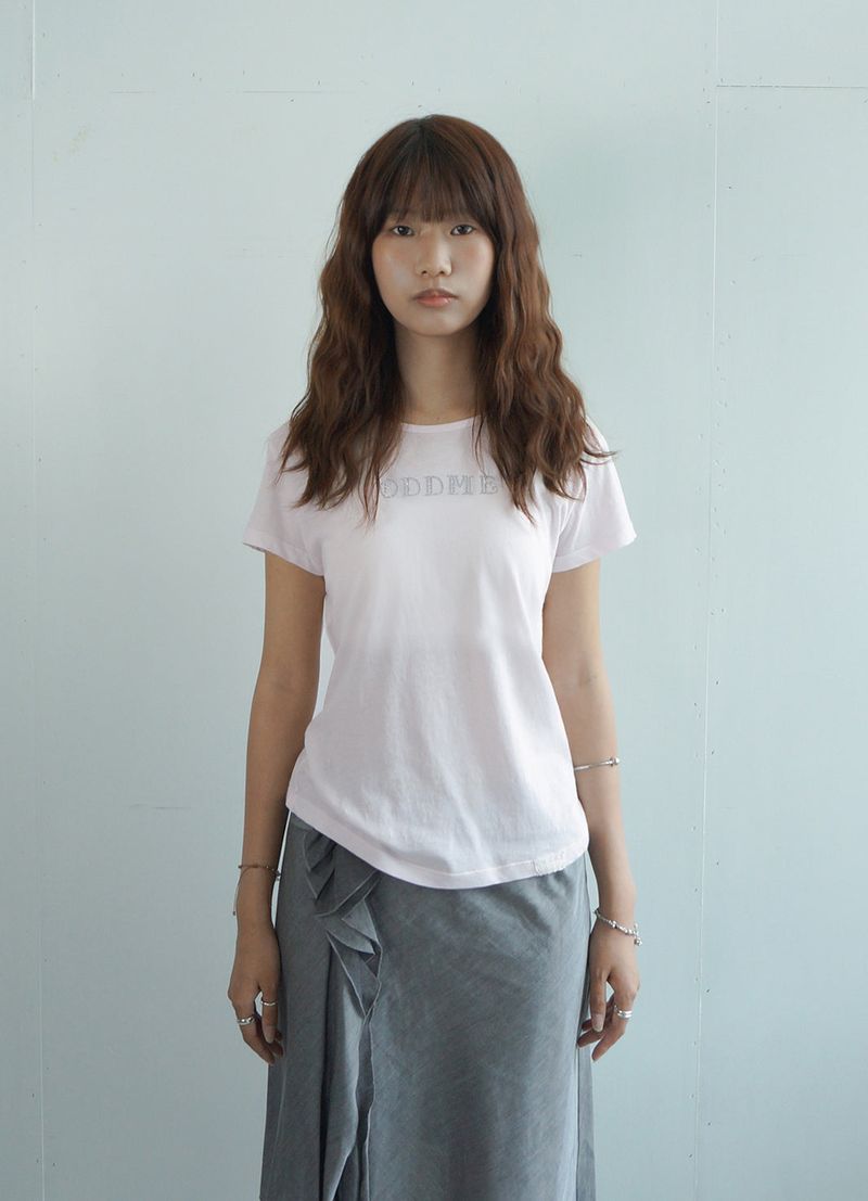 Hotfix detail Tee -Pale pink
