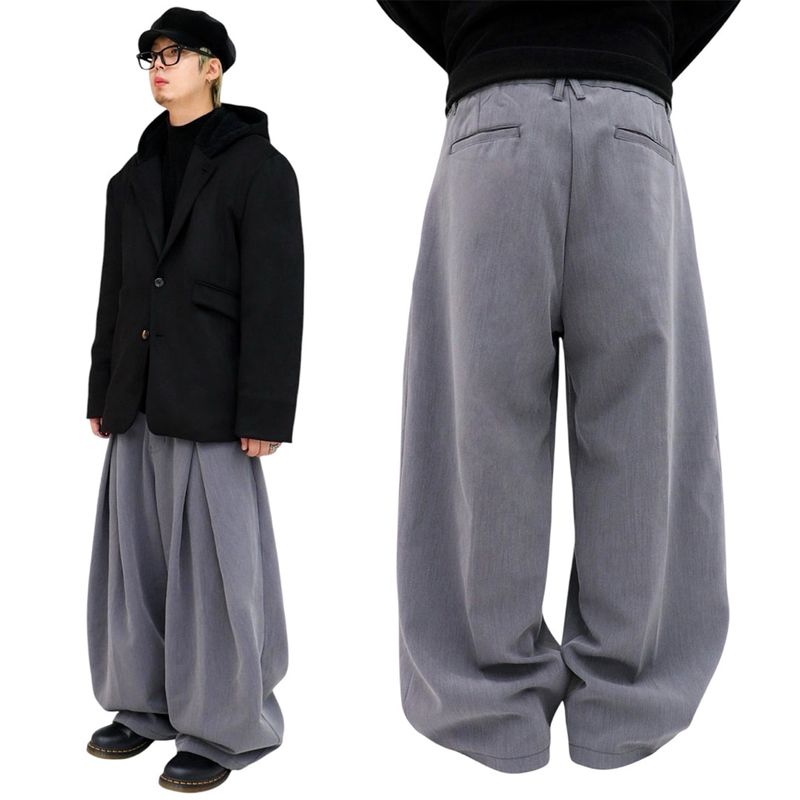 wide double pintuck string slacks