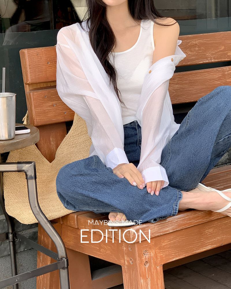 [MADE] Tencel shirt & sleeveless set