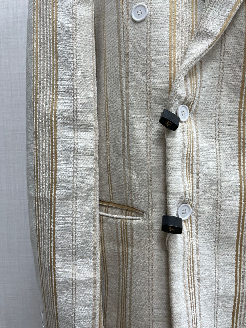 Creamy Gold Line and Black Pattern Suit