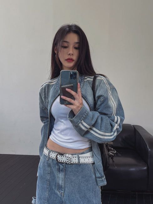 Wings Track Gradient Pinch Denim Jacket