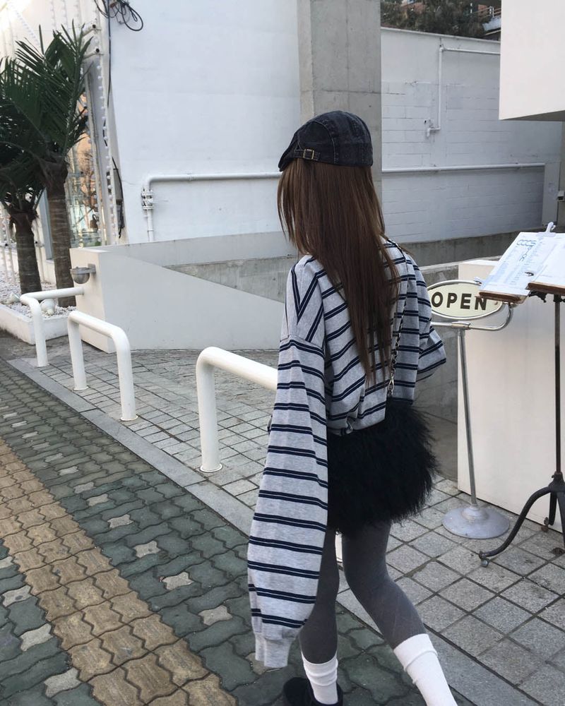 (Unisex) Stripe collar T