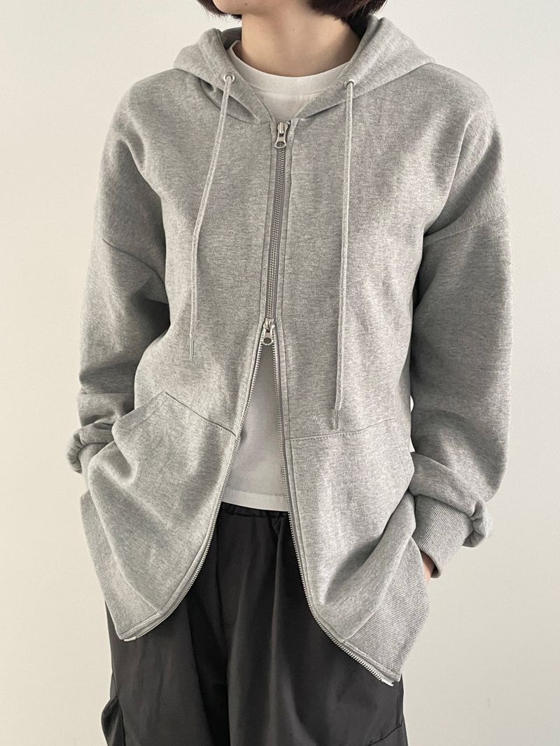 Two way hood zip up