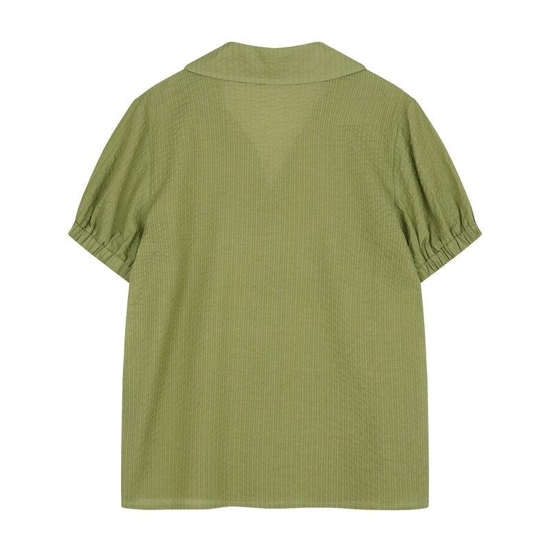 V neck Banding Blouse Green