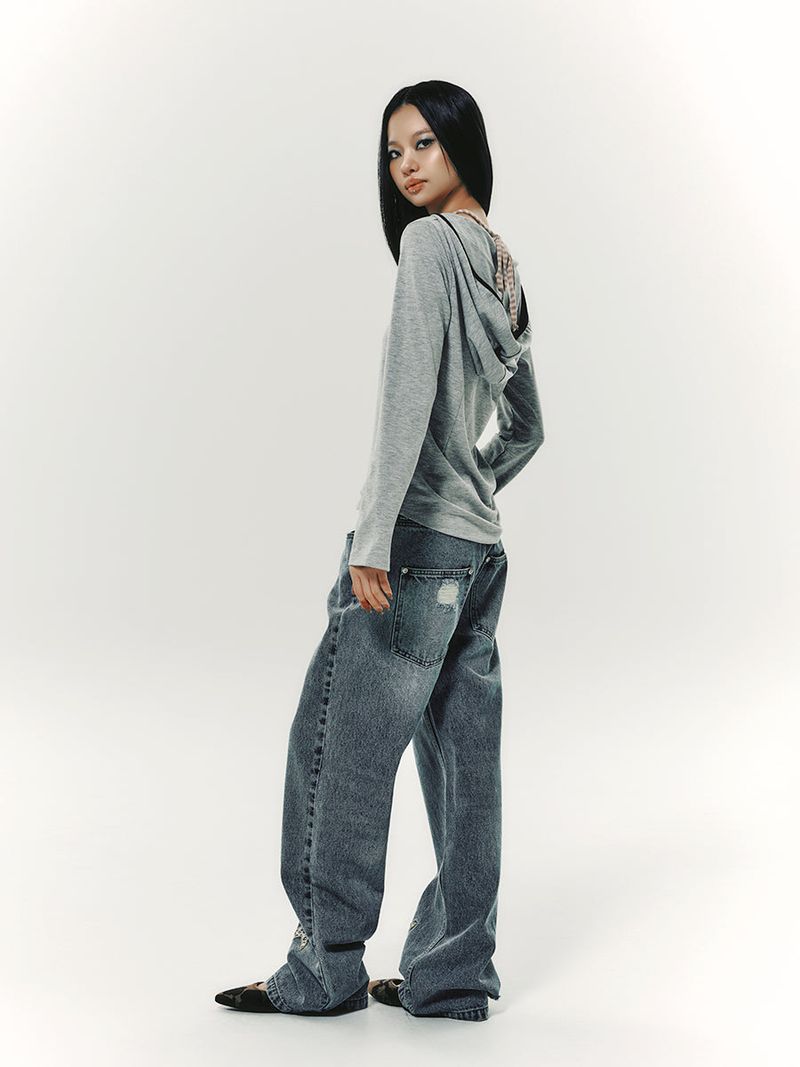 STRING TIED L/S GREY