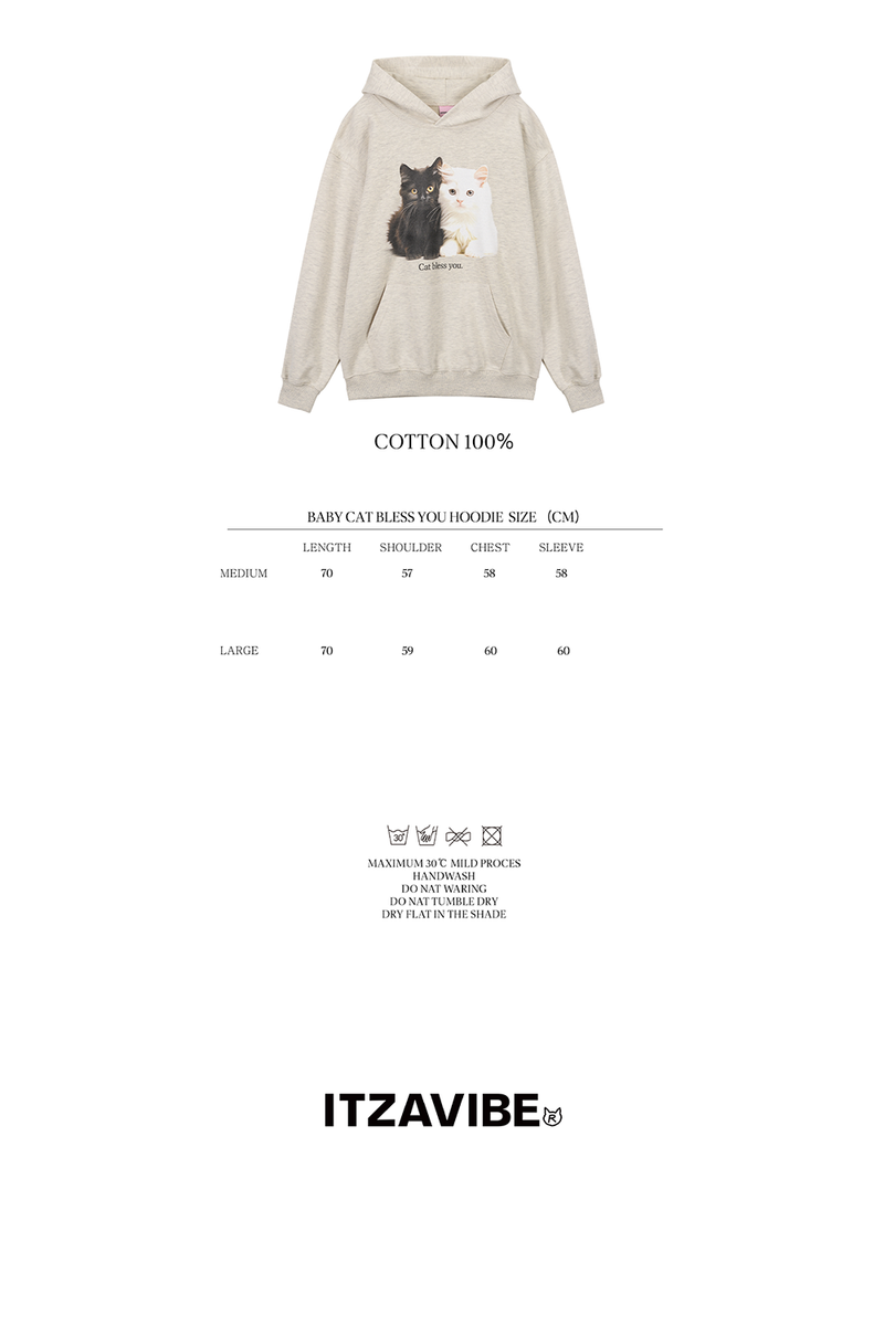 BABY CAT BLESS YOU HOODIE - OATMEAL