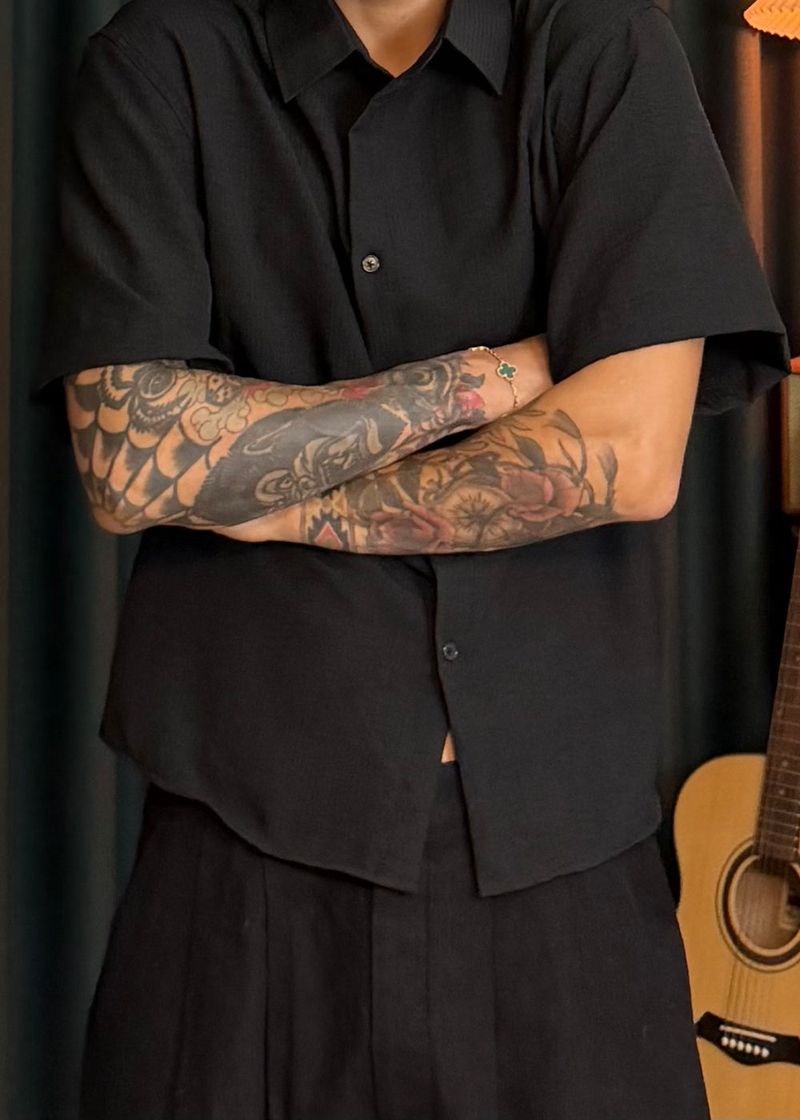Cropped slub shirt 3COLOR