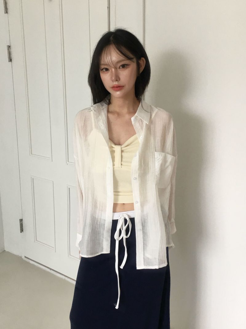 RITCORE（リットコア）の「Airy Shell See-Through Shirt (7c)（Tops）」