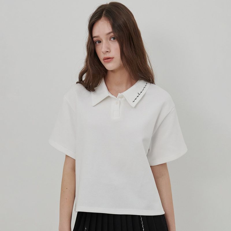 AWE BORN US（アボンアス）の「ロゴピケポロシャツ [WHITE]（トップス）」
