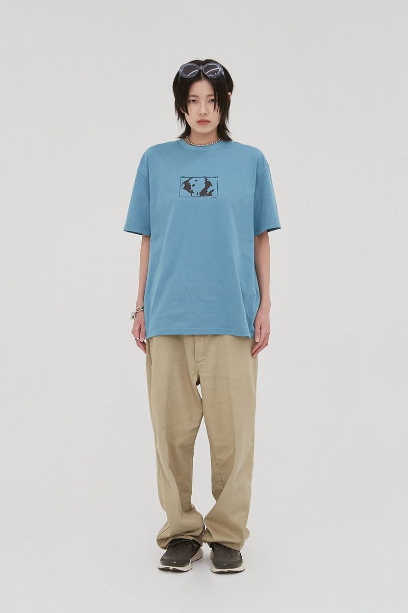 Square Graphic Tee_Blue Grey