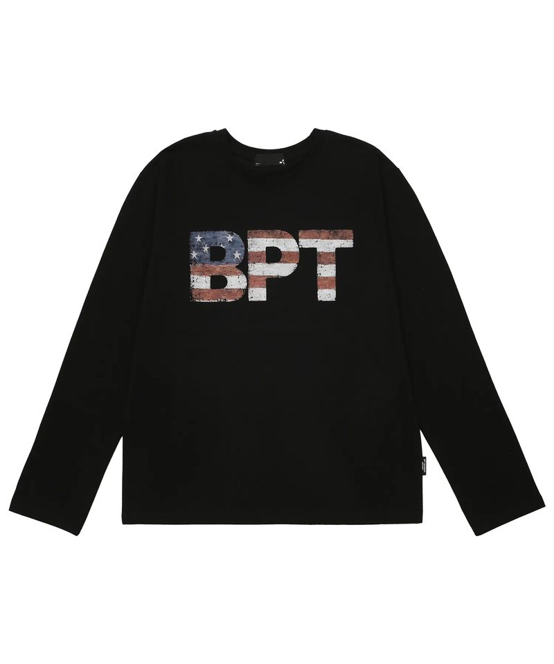 BP2 DISORDER（ビーピートゥーディスオーダー）の「USAフラッグロングスリーブTシャツ ブラック（トップス）」