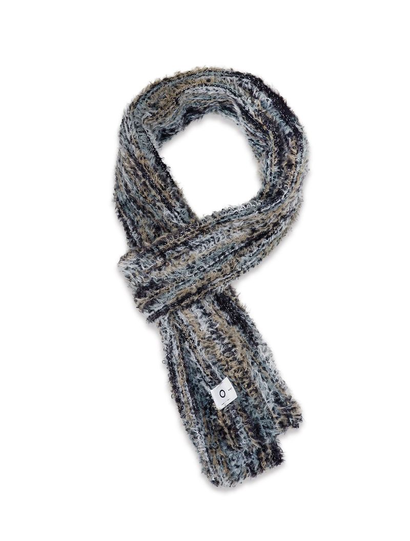 O Logo Fluffy Muffler / Black Multy