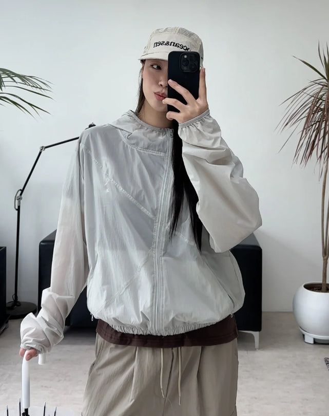 SATIIIZ（サティーズ）の「Ruen Diagonal Zipper Summer Windbreaker（Jackets/Outerwear）」
