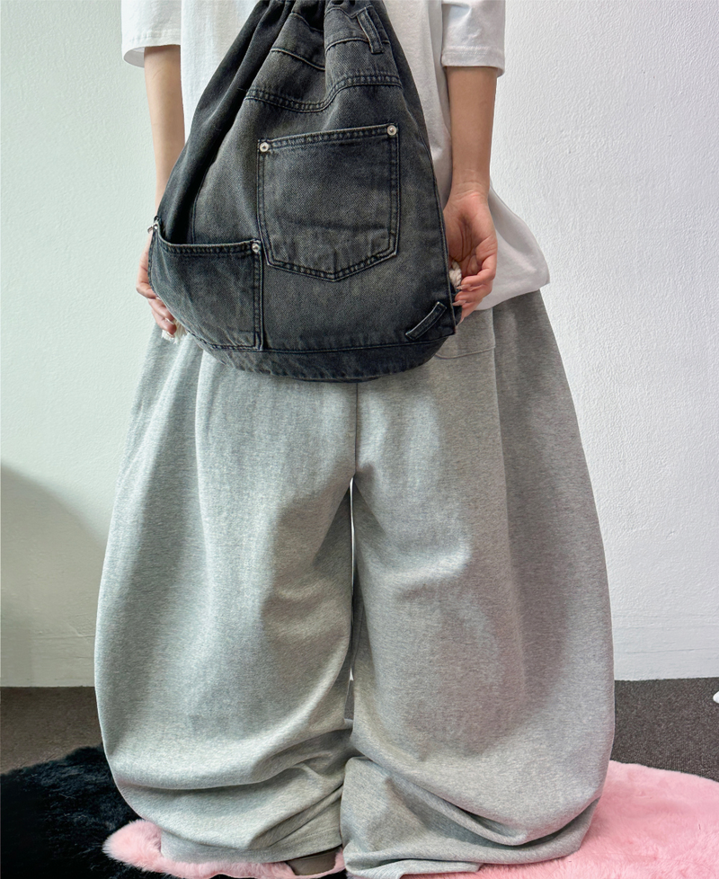 10000 SOLD OUT 🤍 KOREAN / S-XL 🤍 BASIC BALLOON JOGGER WIDE LONG PANTS 🤍🩶 - 2 COLORS