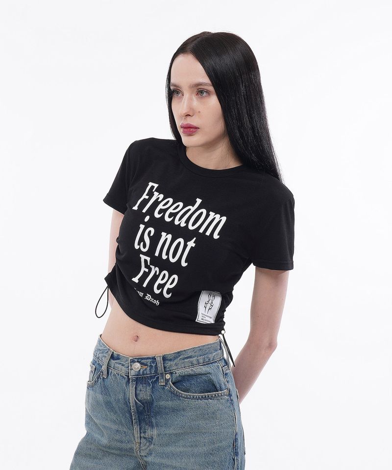 FREEDOM SIDE STRING CROP T-SHIRTS