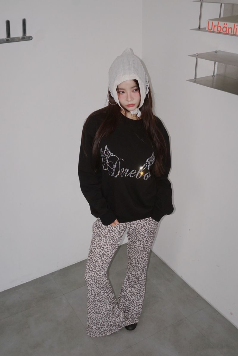 Spandex Leopard Banding Bootcut Pants