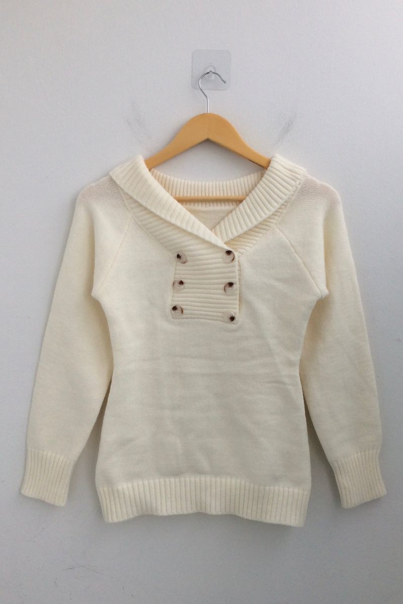 button shawl collar knitwear