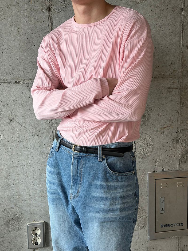 Irrregular rib slim long sleeves(5color)