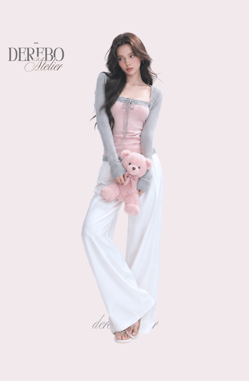 Pink gray bolero top two-piece