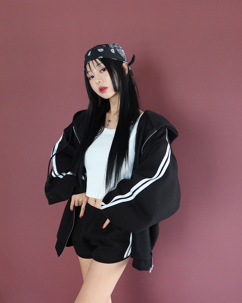 Breeze napping track Oversized-fit hooded zip-up