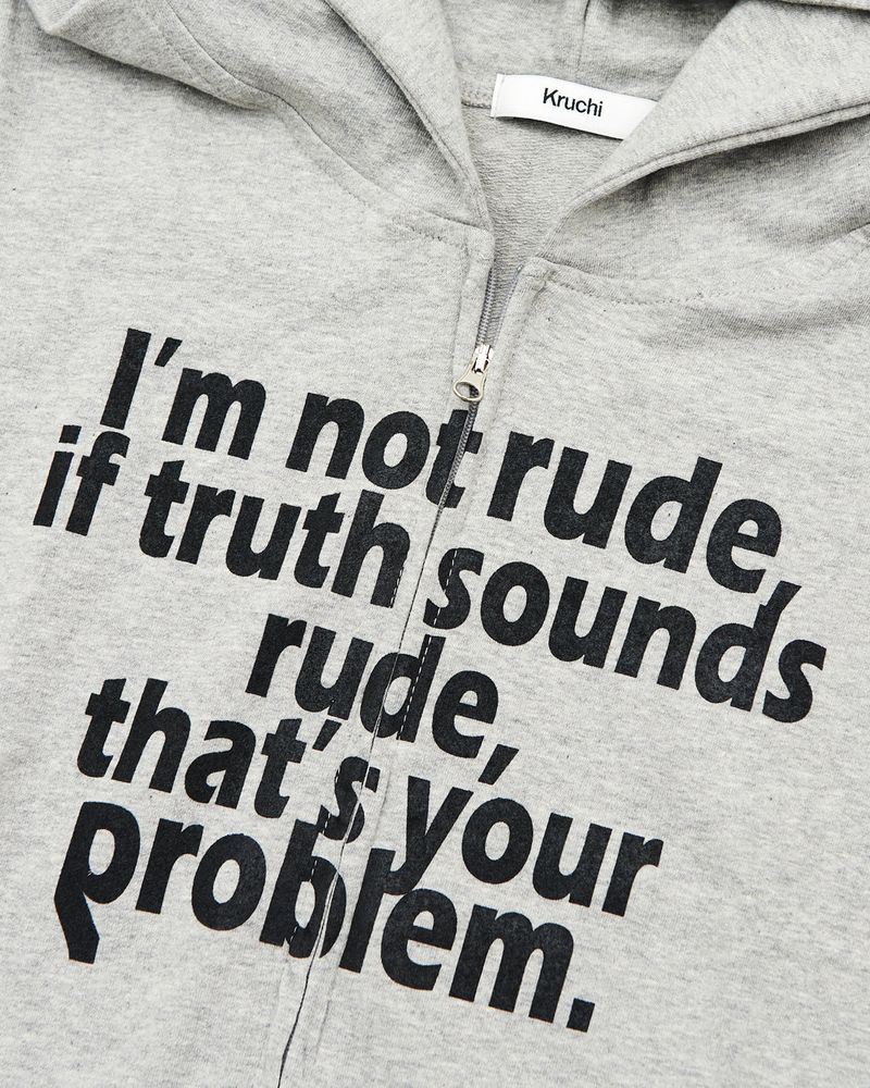 RUDE hood zip up (GREY) WOMENS