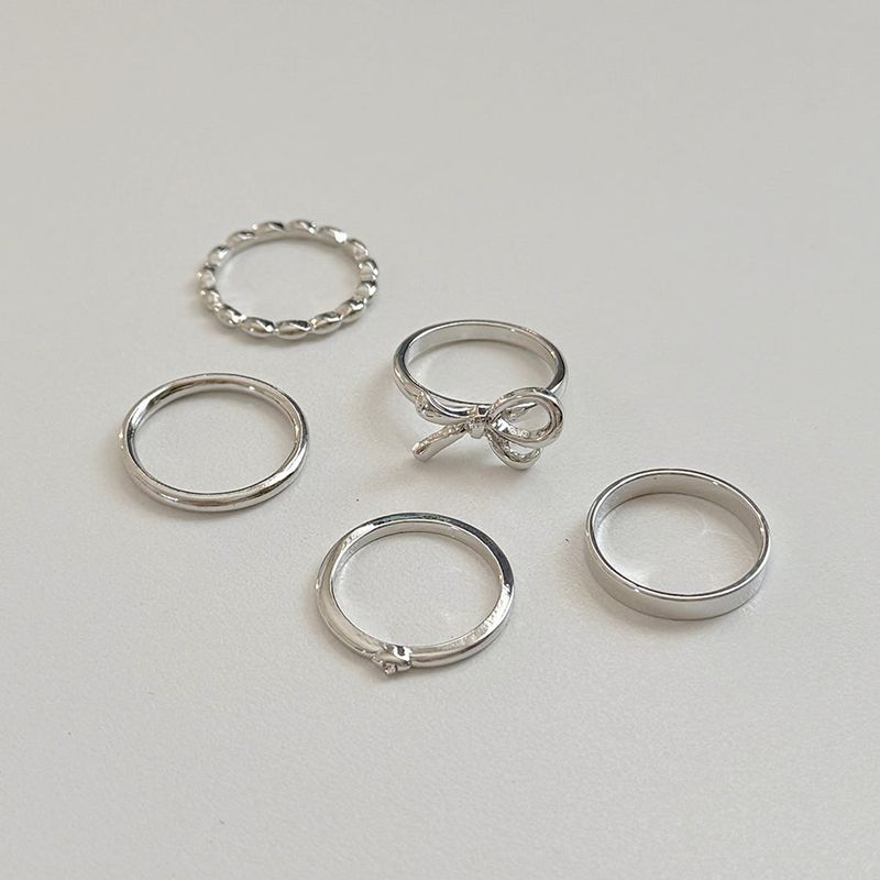 Blingmoon（ブリングムーン）の「[5-Set] ボールド リボン リング セット / シンプル ライン キュービック ムード デイリー（アクセサリー）」