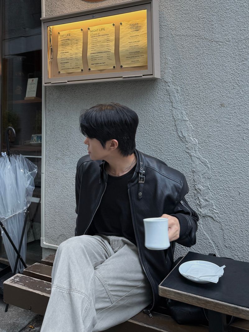 Belt leather ma-1 jacket