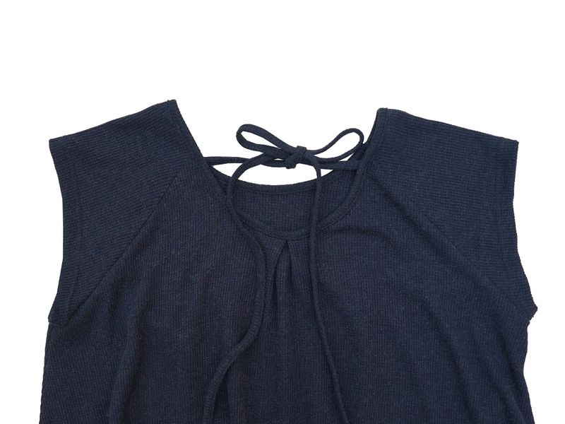 Pintuck waffle flare dress  / navy