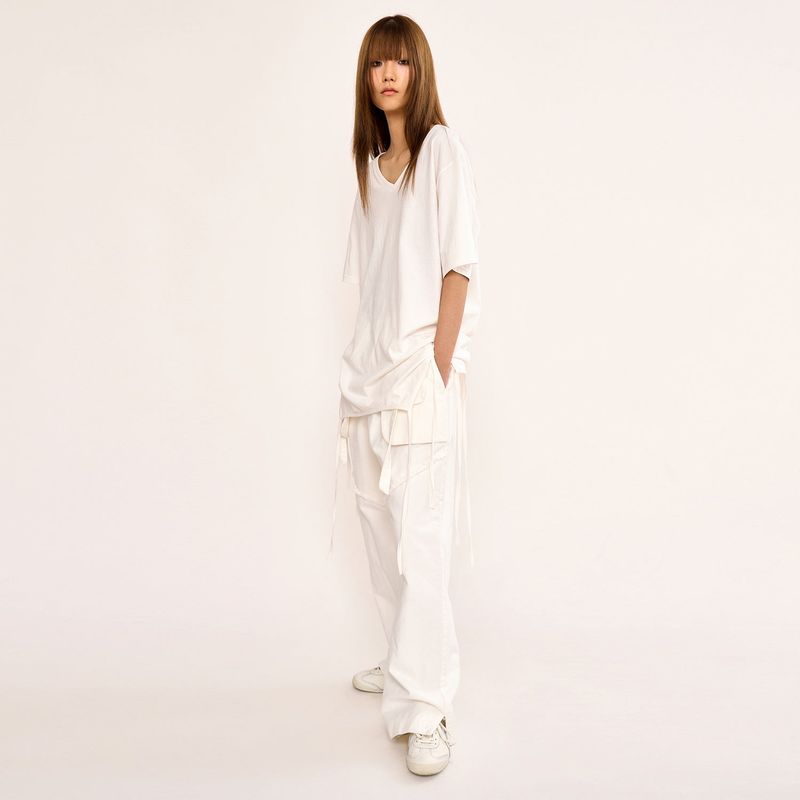Layered Pocket Pant - White