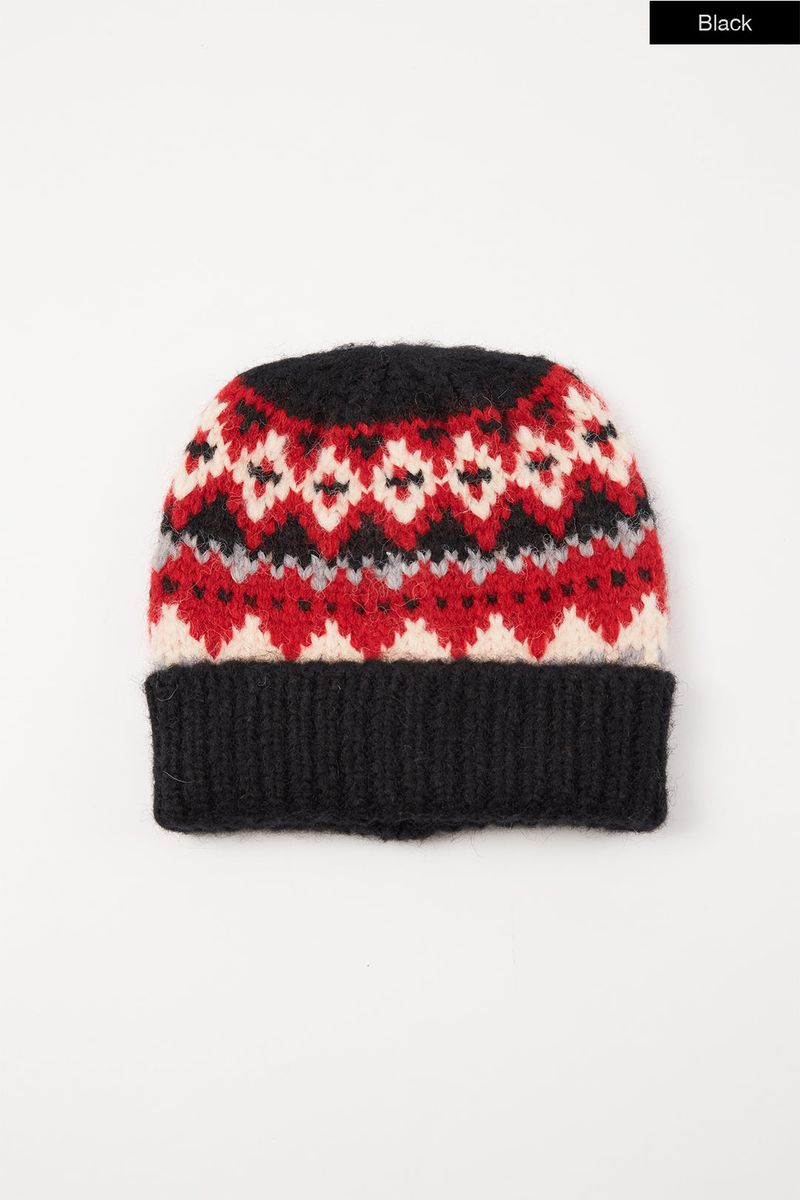 Fuzzy wool blend knit beanie