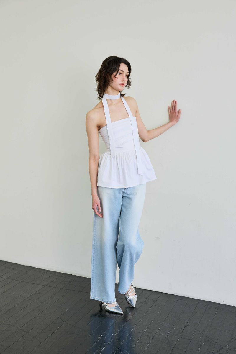 AZURE WIDE DENIM PANTS / SKY BLUE