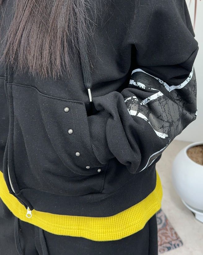 Rubid Crack Star Hood Zip-Up