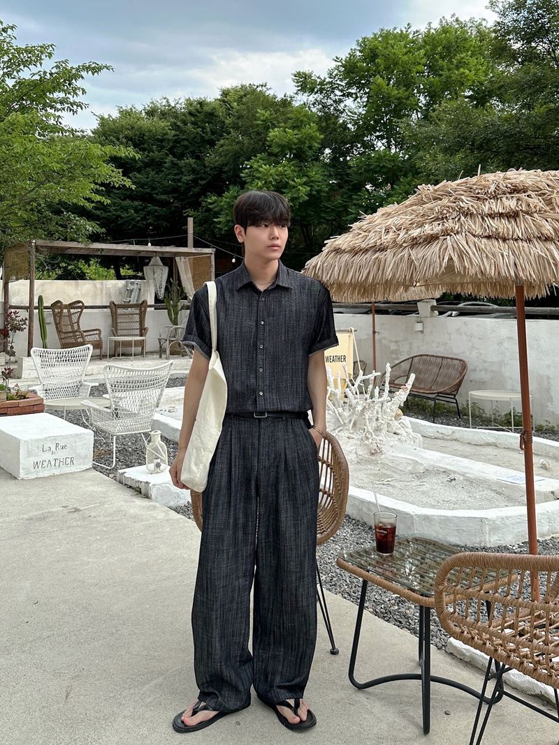 Olin linen two tuck wide denim