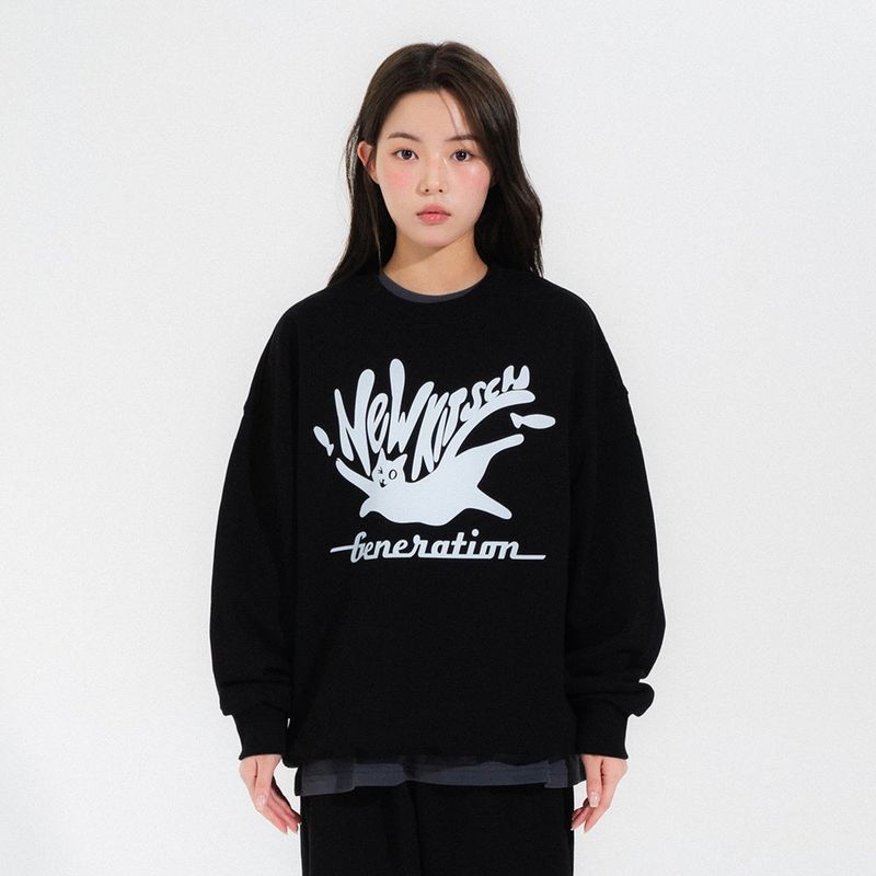 NEWKITSCH（ニューキッチジェネレーション）の「フィッシュキャットスウェットシャツ-ブラック（トップス）」