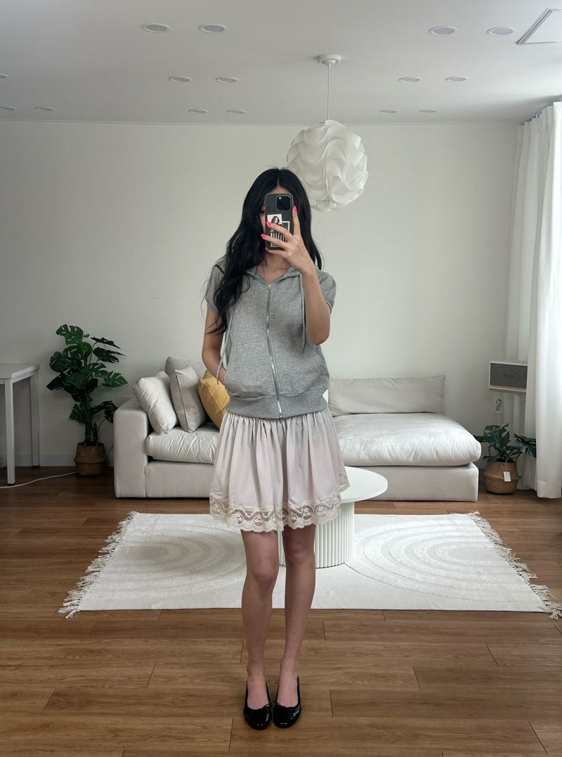 lace satin mini skirt
