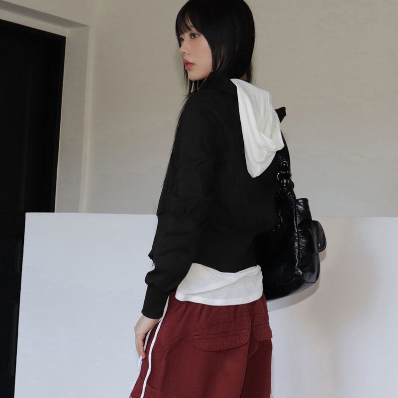 pelo zipper pocket slim cotton zip-up