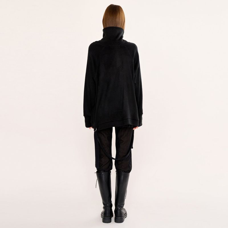 Hairy Zipslit Pullover - Black