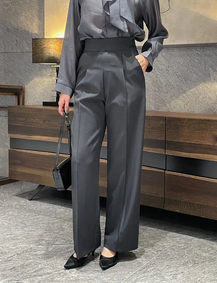 iam mari（アイアム マリ）の「Bette High Waist Two-Button Pintuck Wide Slacks（Pants）」