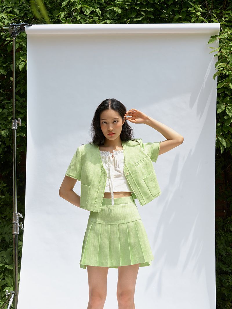 Tweed short jacket (Light Green)